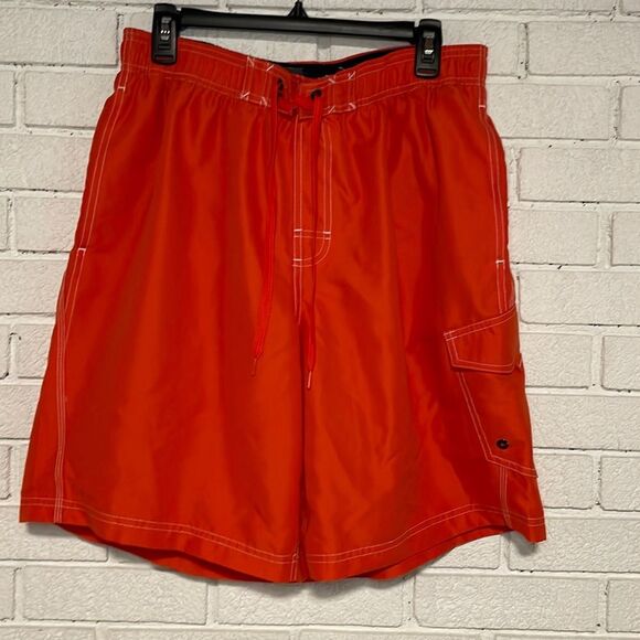 C9 by Champion- Swim Trunks- Neon Orange w/Pockets- Full Mesh Lining- Size Large - Picture 1 of 9